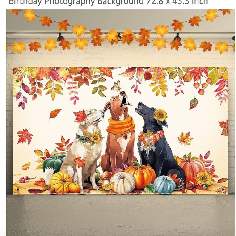 Fall Backdrop - Dogs Party Decorations Banner Autumn